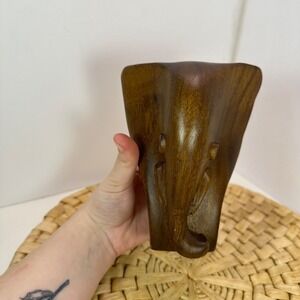 Vintage Wood African Elephant Figurine Stylized Carved Home decor‎